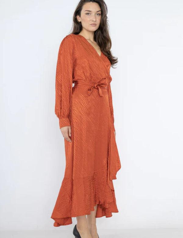 Nicole long wrap Dress- Orange